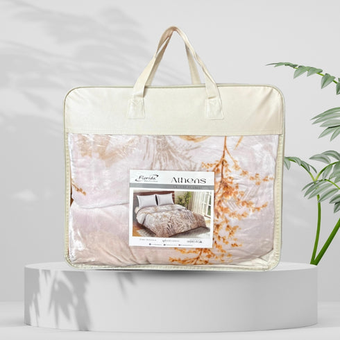 Athens Two Ply Digital Printed Cloudy Mink Double Bed Blanket for Heavy Winter
